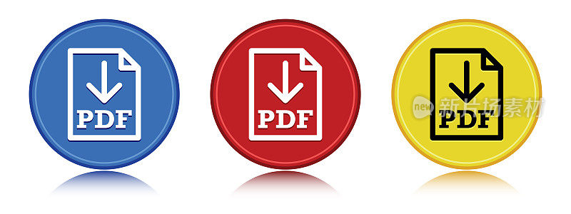 PDF document download icon flat round button set illustration